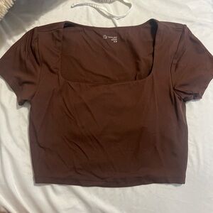 Aerie Deep Brown Square Neck Blouse